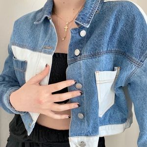 colorblock denim jacket